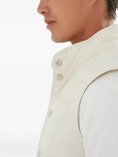 Brunello Cucinelli Men Water-resistant Microfiber Lightweight Down Vest In White