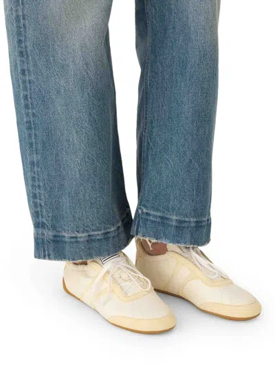 Chloé Kick Suede-trimmed Leather Sneakers In Nude