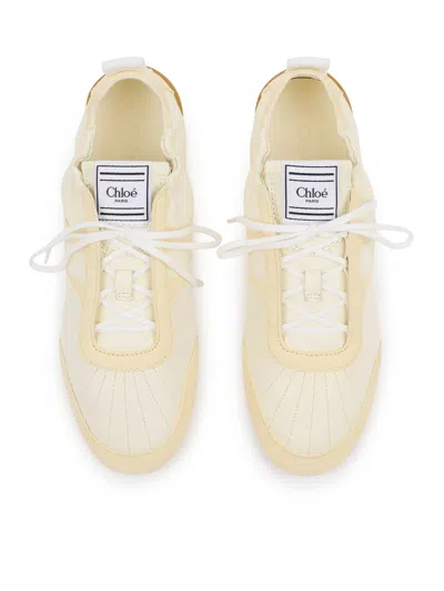 Chloé Kick Suede-trimmed Leather Sneakers In Nude