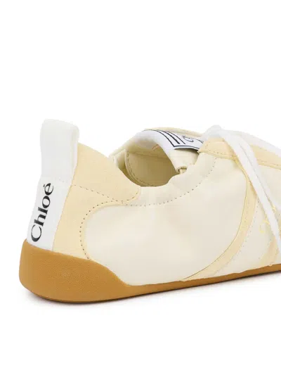 Chloé Kick Suede-trimmed Leather Sneakers In Nude