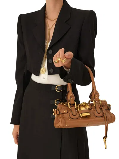 Chloé Paddington Brown Handbag With Two Top Handles And Padlock On The Front In Leather Woman In Brown