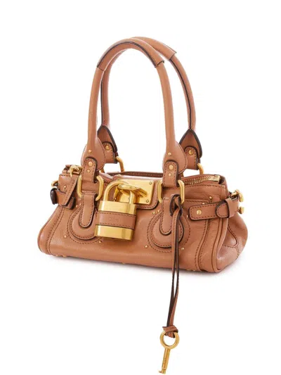 Chloé Paddington Brown Handbag With Two Top Handles And Padlock On The Front In Leather Woman In Brown