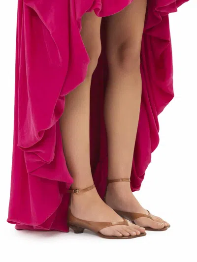 Chloé Jelly Brown Sandals With Logo Imprinted On The Side And Ankle Buckle Closure In Tpu Woman In Neutral