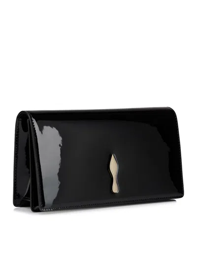 Christian Louboutin Rectangular Clutch Bag Chain Strap Metal Hardware In Black