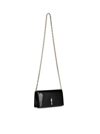 Christian Louboutin Rectangular Clutch Bag Chain Strap Metal Hardware In Black