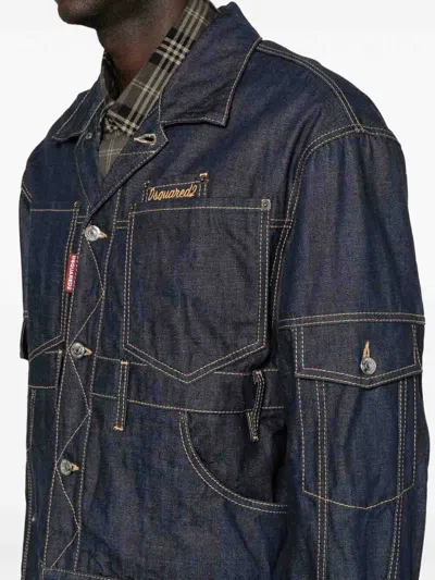 Dsquared2 Cargo Denim Jacket In Blue