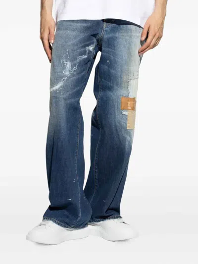 Dsquared2 Faded Patchwork Jeans In Blue