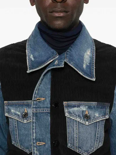 Dolce & Gabbana Blue Cotton Elastan Polyamide Polyester Jacket In Blue