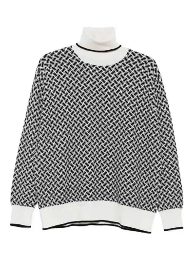 Drumohr Geometric-pattern Turtleneck Sweater In Black