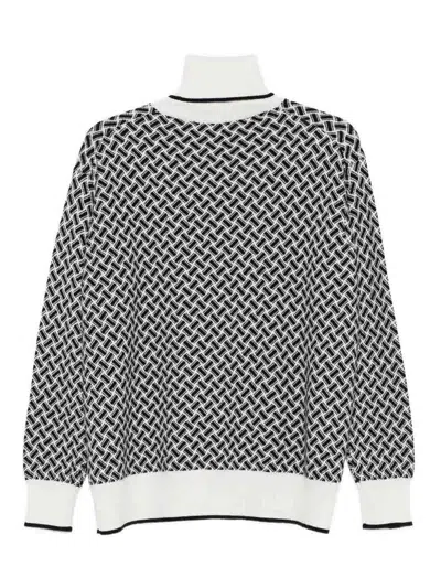Drumohr Geometric-pattern Turtleneck Sweater In Black