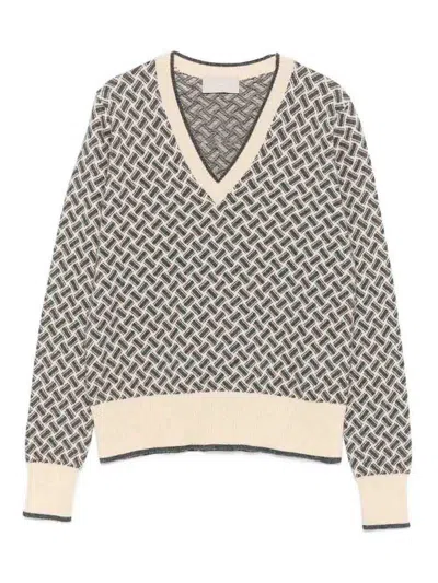 Drumohr Long Sleeve V-neck Sweater In Neutral