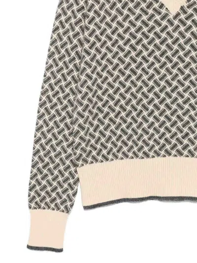 Drumohr Long Sleeve V-neck Sweater In Neutral