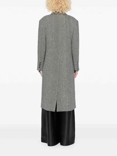 Ermanno Scervino Herringbone-pattern Double-breasted Coat In Gray