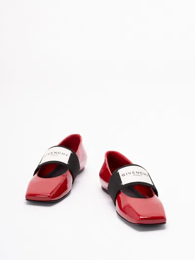 Givenchy Squared Leather Ballerinas In Red