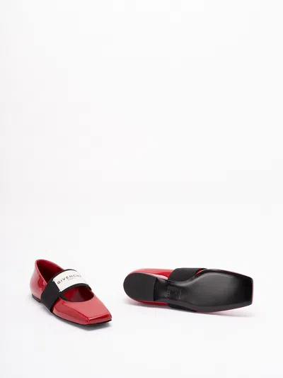 Givenchy Squared Leather Ballerinas In Red