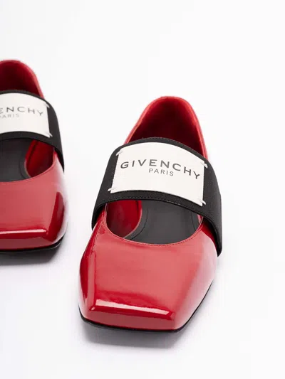 Givenchy Squared Leather Ballerinas In Red