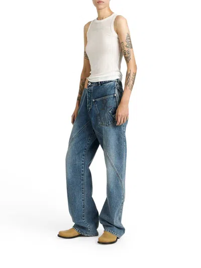 Jw Anderson J.w.anderson Women Workwear Jeans With Off-centralized Closure In Multi