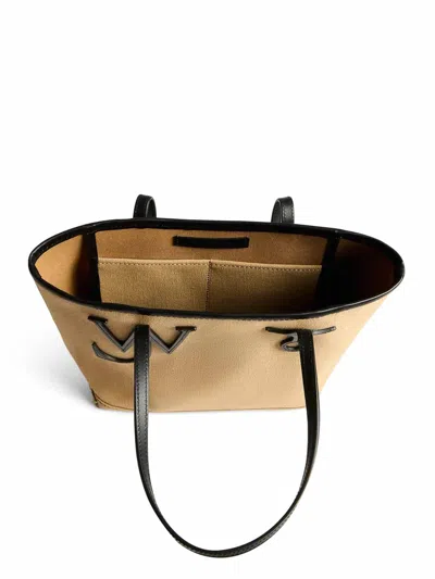 Jw Anderson Beige Canvas Small Anchor Bucket Bag Beigeblack Borse A Mano In Nude