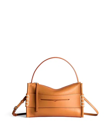 Jw Anderson Loafer Leather Shoulder Bag With Detachable Strap In Nude