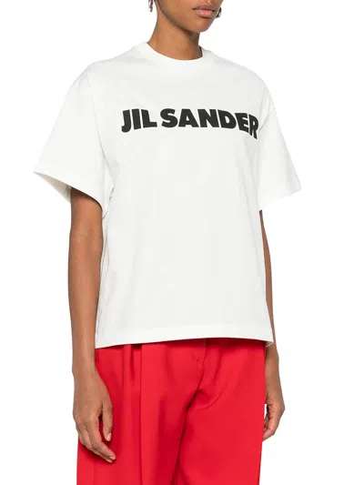 Jil Sander Crewneck Short Sleeves Classic Print T-shirt Clothing In White