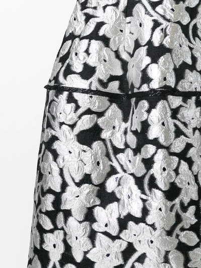 Shop Oscar De La Renta Metallic Floral Skirt In Black
