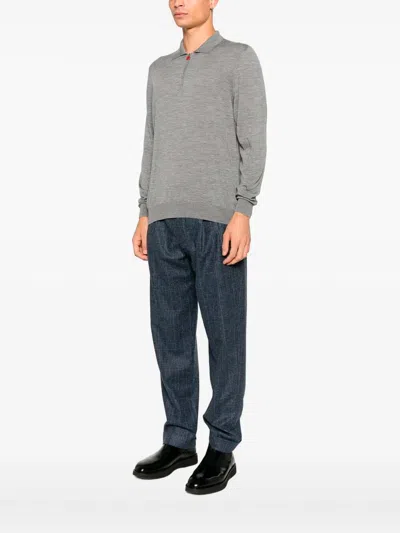 Kiton Grey Wool Pole In Gray