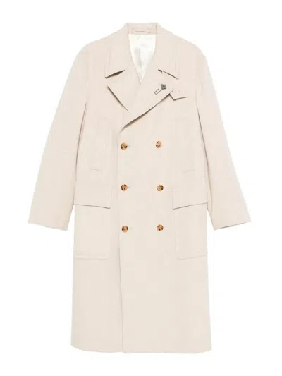 Lardini Double-breasted Wool Coat In Neutral