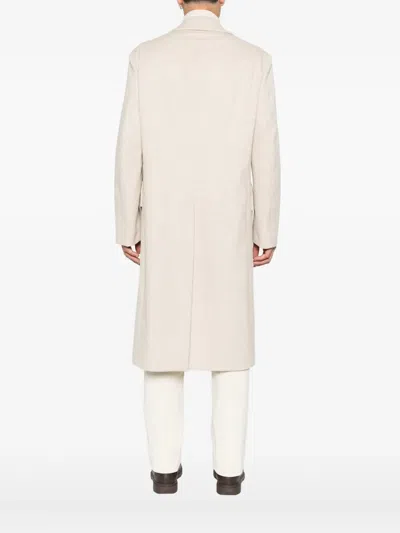 Lardini Double-breasted Wool Coat In Neutral