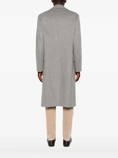 Lardini Double-breasted Wool Coat In Gray