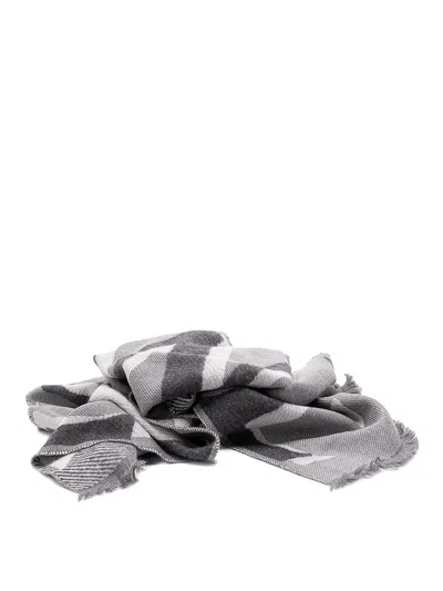 Loewe Grey Wool Polyamide Scarf In Gold