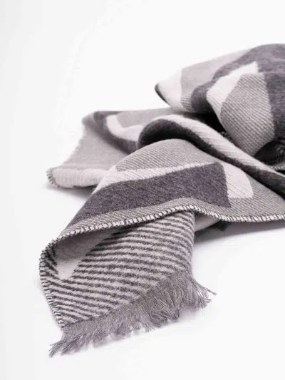 Loewe Grey Wool Polyamide Scarf In Gold
