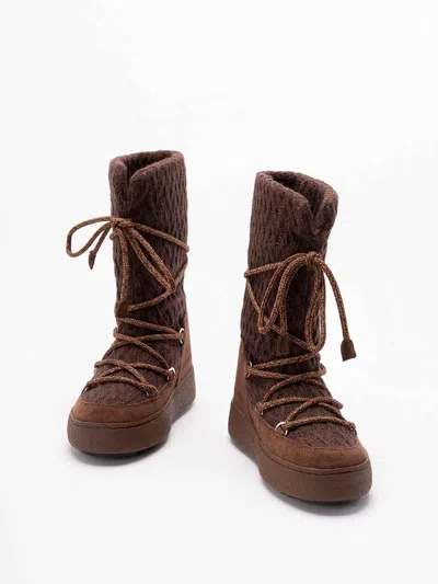 Moon Boot `mb X Guest In Residence Ltrack Knit` Boots In Brown