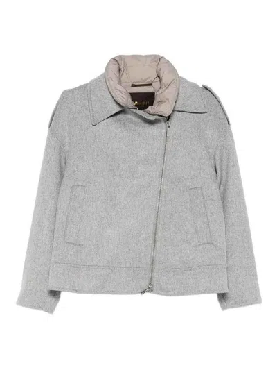 Moorer Zip-up Wool Jacket In Gray