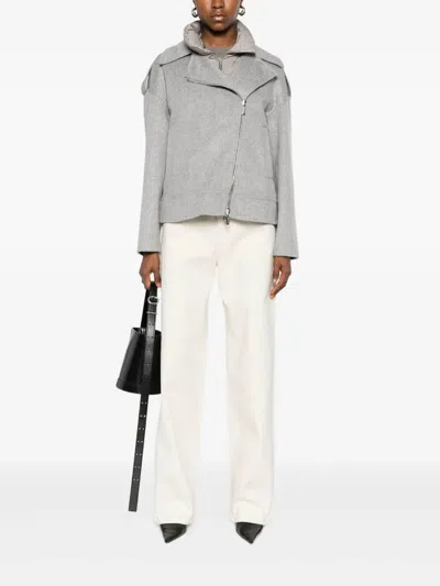 Moorer Zip-up Wool Jacket In Gray