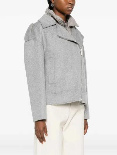 Moorer Zip-up Wool Jacket In Gray