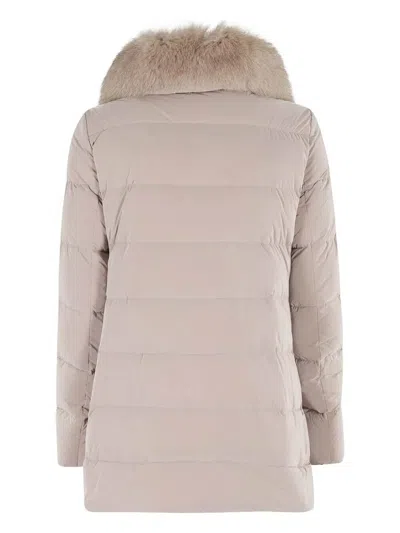 Moorer Dorado Fur Os Quilted Hazelnut Down Jacket In Neutral