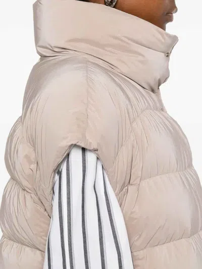 Moorer High-neck Cap-sleeves Jacket In Neutral