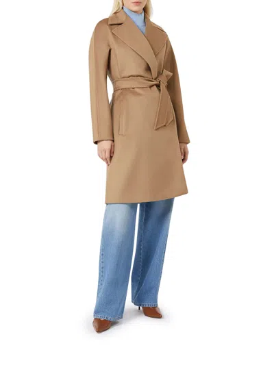 Max Mara Wool Robe Coat In Brown