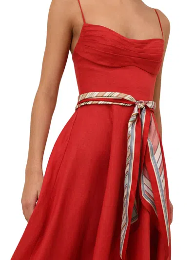 Zimmermann Womens Red Rebellion Tuck Shoulder-straps Linen Midi Dress Xs In Red