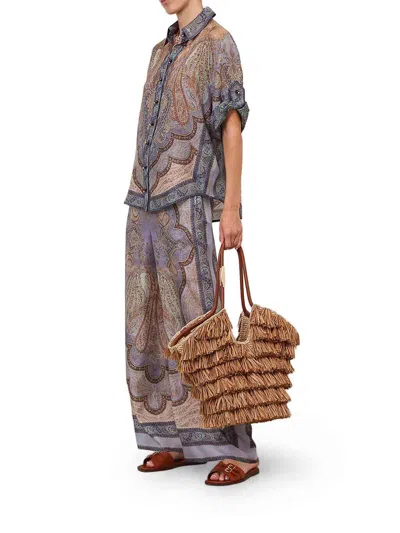 Zimmermann Wanderlust Multicolor Shirt With Classic Collar And All-over Print In Silk Woman In Multi