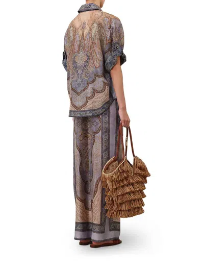 Zimmermann Wanderlust Multicolor Shirt With Classic Collar And All-over Print In Silk Woman In Multi