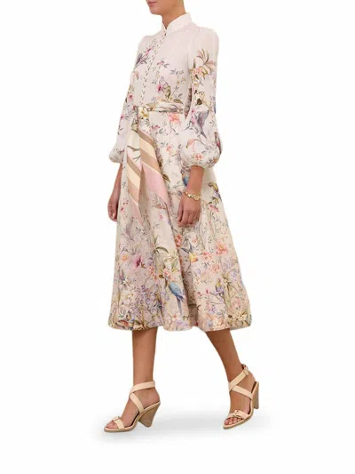 Zimmermann Rebellion Button Midi Dress In Nude