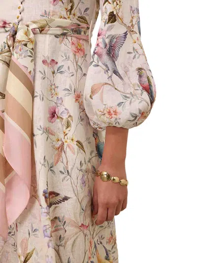 Zimmermann Rebellion Button Midi Dress In Nude