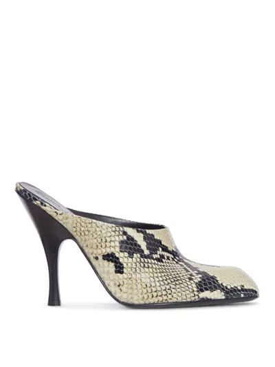 Khaite Colt 100 Python-effect Leather Mules In Nude