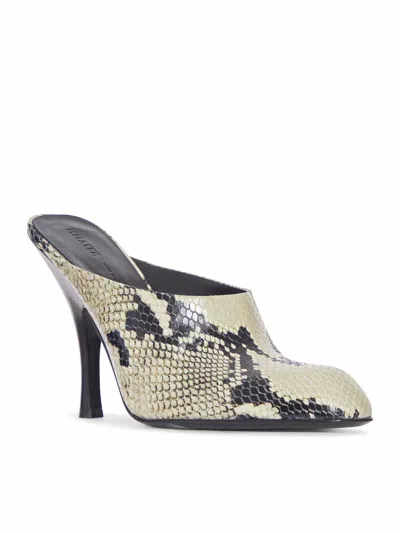Khaite Colt 100 Python-effect Leather Mules In Nude