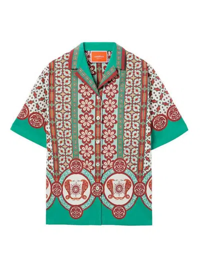 La Doublej Geometric-print Patterned Shirt In Green