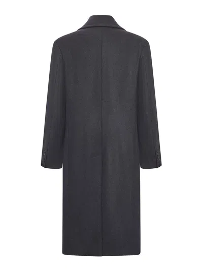 Hevo Double-breasted Herringbone Coat In Gray