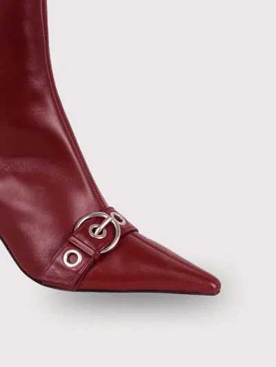 Aeyde Ankle Boot With Studded T-bar In Red