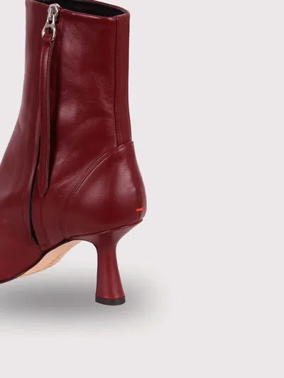 Aeyde Ankle Boot With Studded T-bar In Red