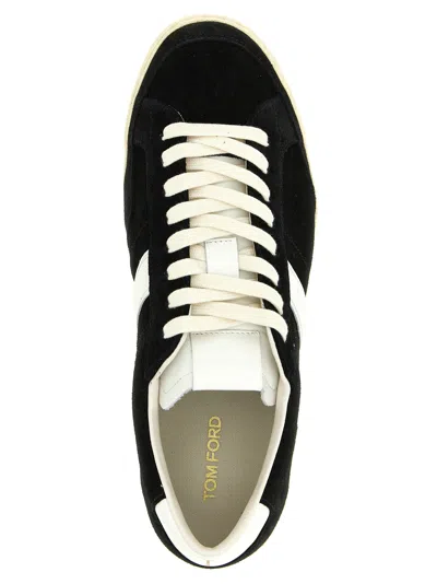 Tom Ford Blake Sneakers Suede Upper Contrast Stripe Rubber Sole In Black